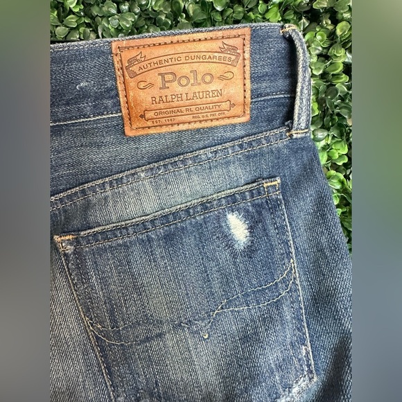 Polo Ralph Lauren Women's Astor Slim Boyfriend Repaired Patch Indigo Blue Jeans - Picture 16 of 16